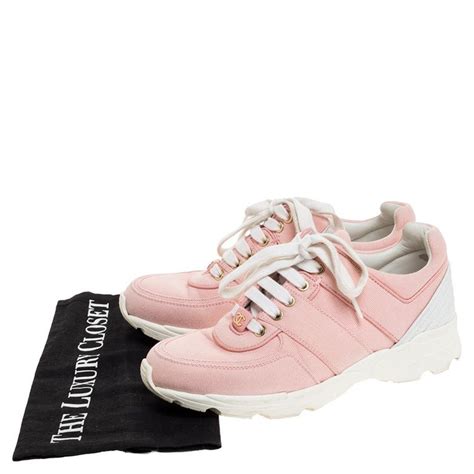 chanel pink canvas shoes